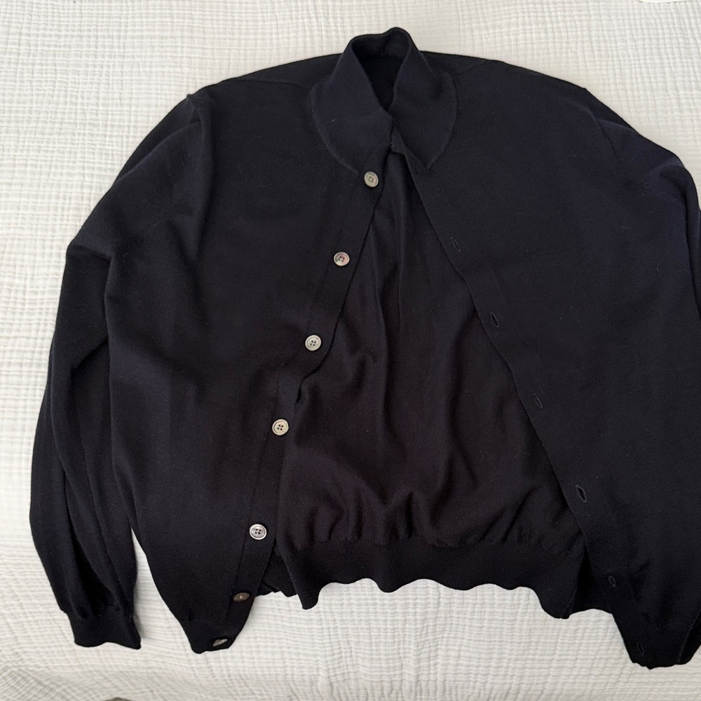 Suitsupply Men's Black Button-Up Cardigan